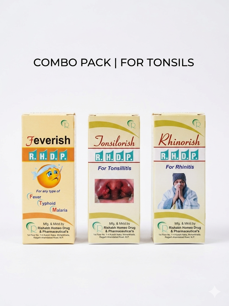 Feverish + Tonsilorish + Rhinorish Combo Pack | For Tonsillitis, Fever & Rhinitis | RHDP