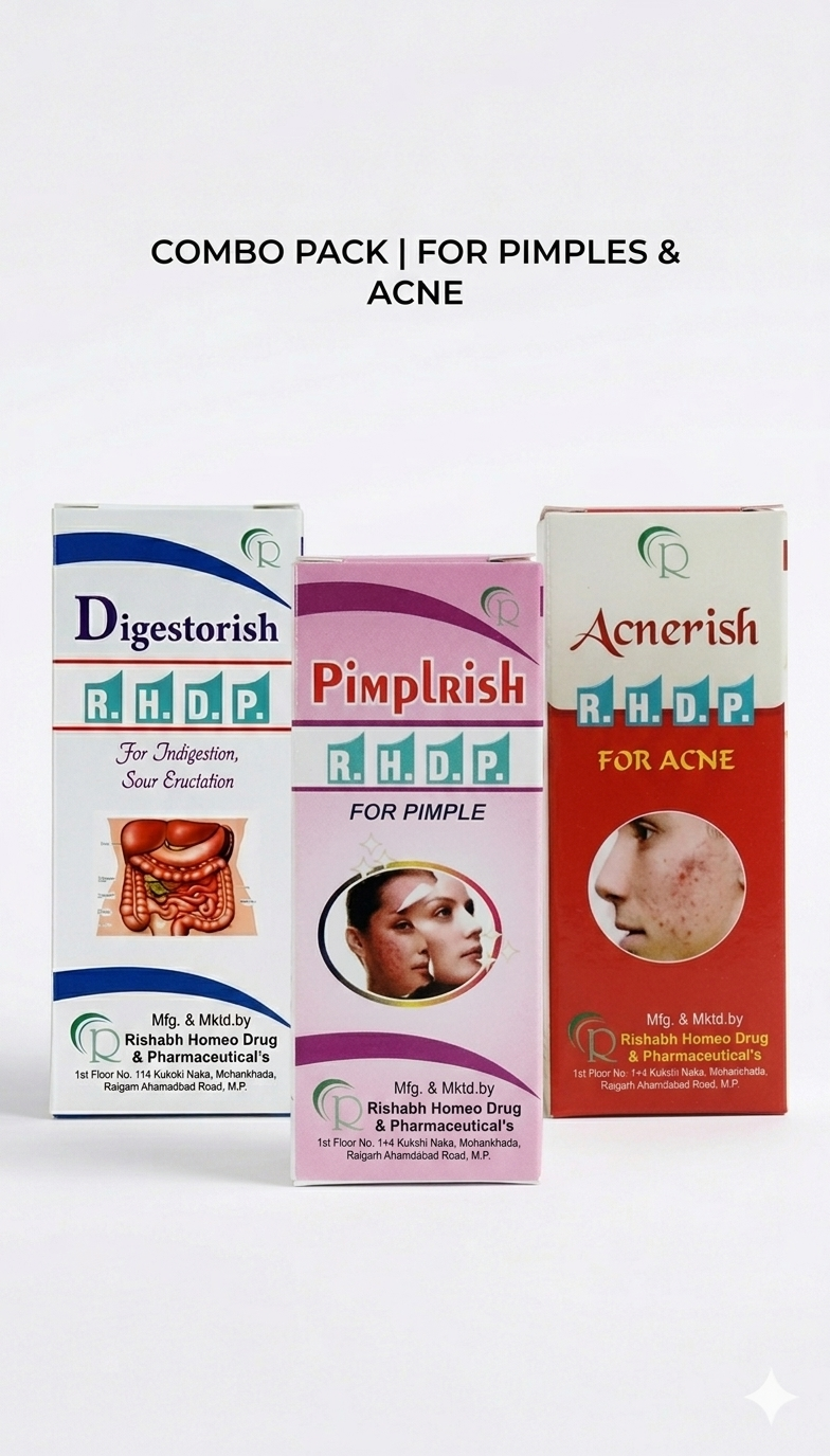 Digestorish + Pimplrish + Acnerish Combo Pack | For Acne & Pimples | RHDP