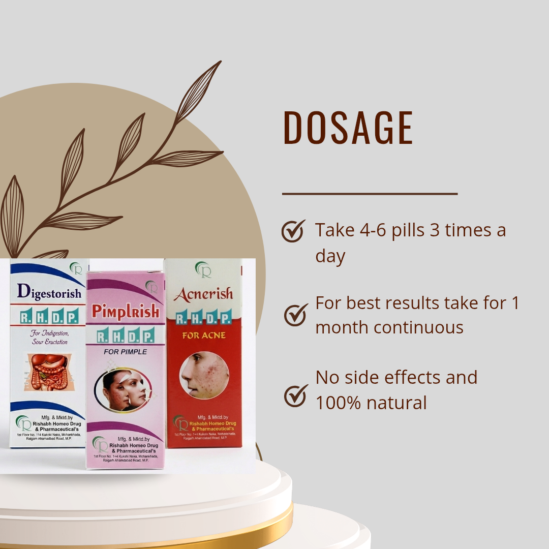 Digestorish + Pimplrish + Acnerish Combo Pack | For Acne & Pimples | RHDP