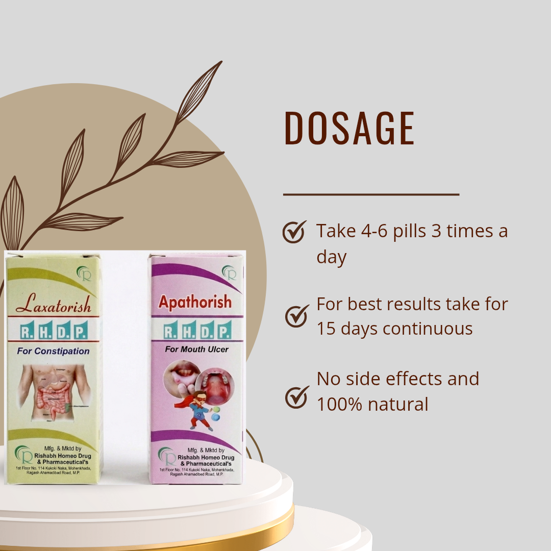 Apathorish + Laxatorish Combo Pack | For Mouth Ulcer & Constipation | RHDP