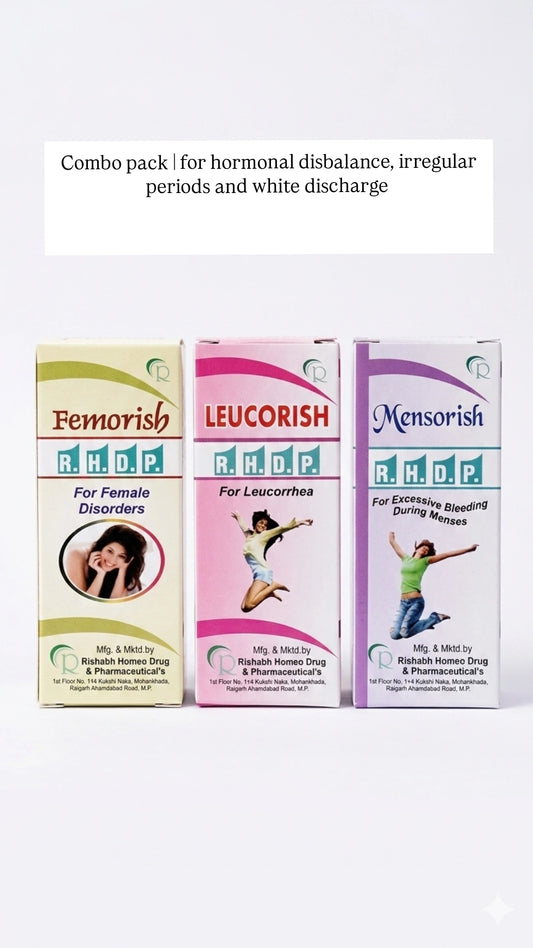 Femorish + Leucorish + Mensorish Combo Pack | Hormonal Balance, Irregular Periods & White Discharge